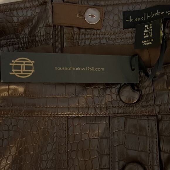 House of Harlow 1960 Snake Print Faux Leather A-Line Mini Skirt Size 8 - Picture 8 of 9